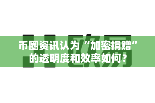 币圈资讯认为“加密捐赠”的透明度和效率如何？-第1张图片-易欧app-全球最大的比特币交易所【官方网站】